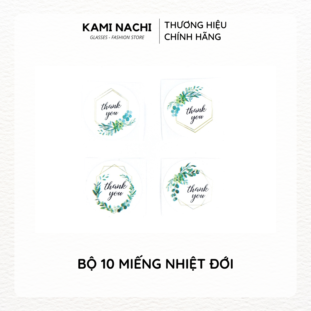 Bộ 10 miếng nhãn dán decal hình tròn chữ cảm ơn KAMI NACHI