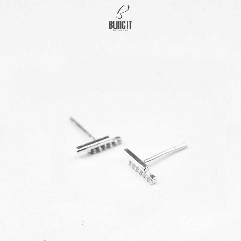 Bông tai Bling It dòng kẻ bạc đính đá BIBT487