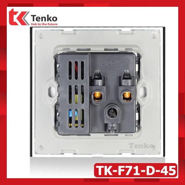 Ổ Cắm Đôi 3 Chấu Tích Hợp cổng USB + Nút Nguồn Điện mặt kính cường lực Tenko TK-F71-D-45 Màu Xám