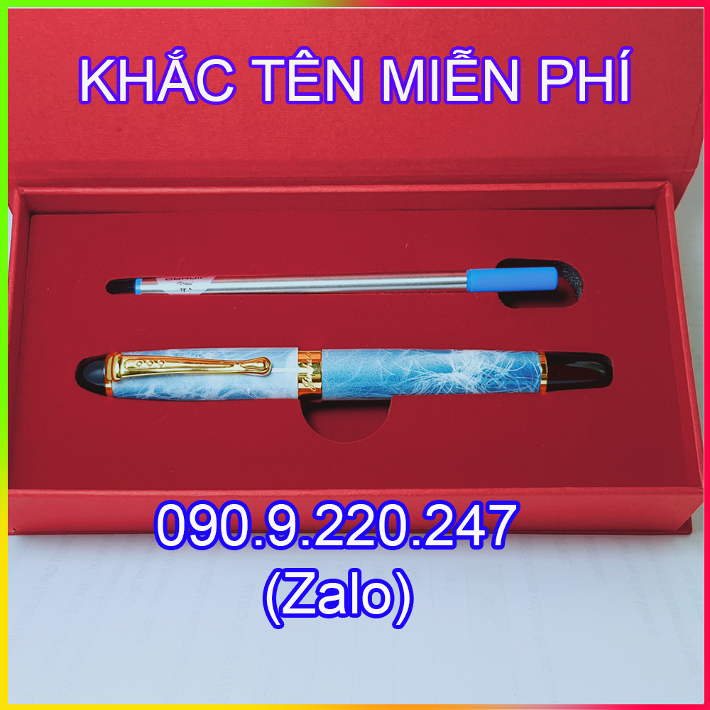 (Gift) Bút ký khắc tên cao cấp doanh nhân LC012, thép nguyên khối hoạ tiết vân đá, mực đều ở mọi góc nghiêng