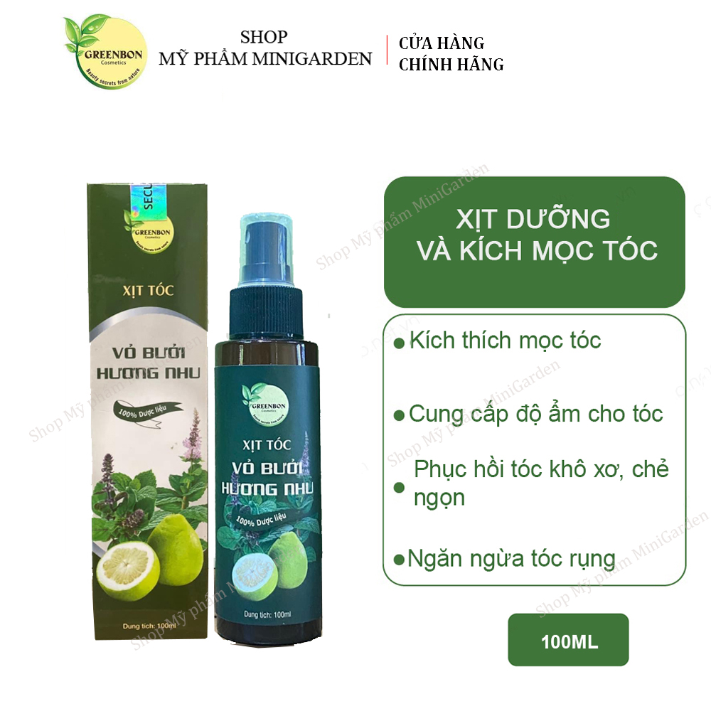 Xịt tóc giảm rụng, kích mọc tóc vỏ bưởi hương nhu GREENBON 100ml