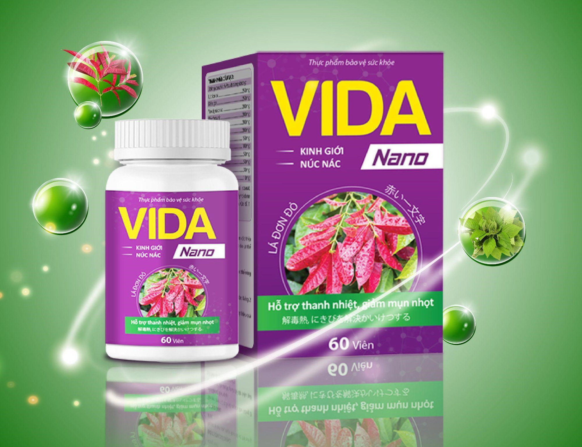 Vida Nano - Hỗ trợ điều trị ngứa, viêm da cơ địa combo gồm viên uống + kem bôi
