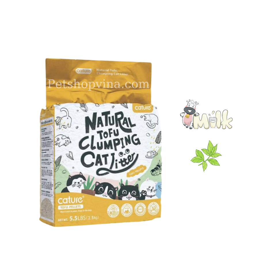 Cát đậu nành Cature Tofu Hương Sữa/Trà Xanh - Cat Litter Tofu Pellet 6L
