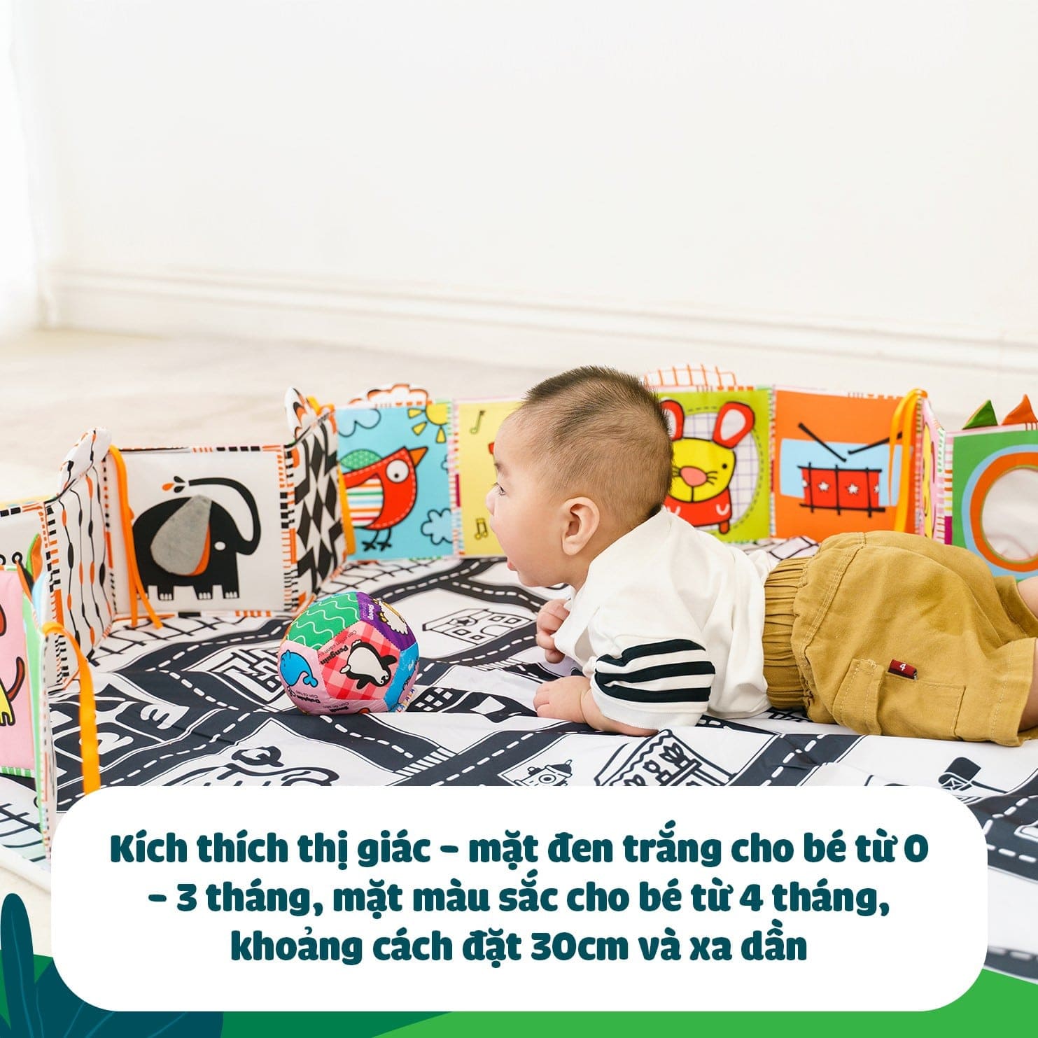 Sách Vải Kiêm Quây Cũi 3 Trong 1 Kích Thích Thị Giác Phát Triển Tư Duy Não Bộ Cho Bé