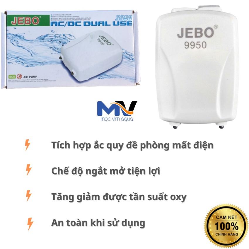 Máy sủi oxy tích điện Jebo 9950 2 vòi mini siêu êm