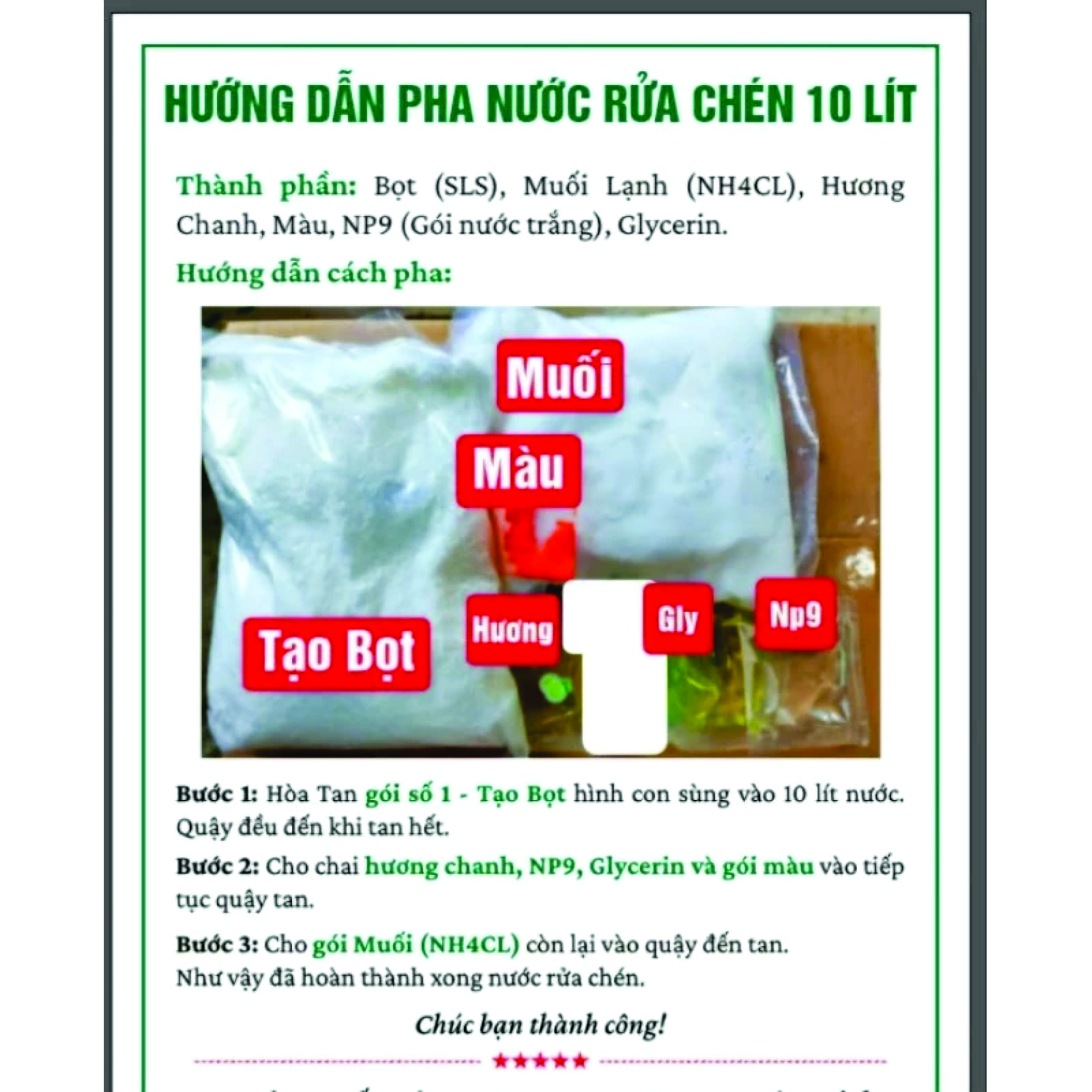 hỗn hợp pha nước rửa chén, bát  tự pha được 10L Hương Chanh Nhiều Bọt Sạch Chén Bát