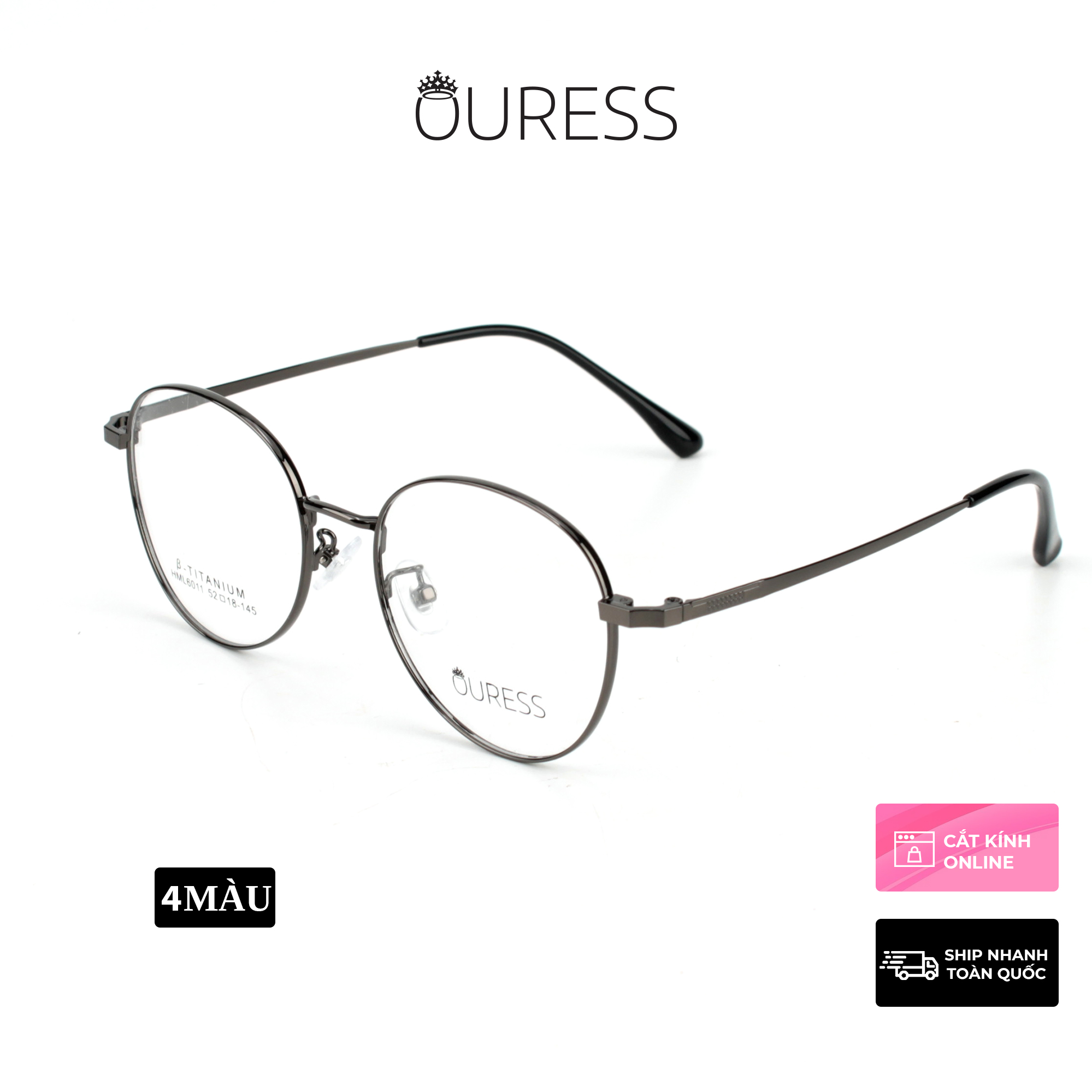 Gọng kính Titanium cao cấp thời trang nam nữ Ouress HML6011