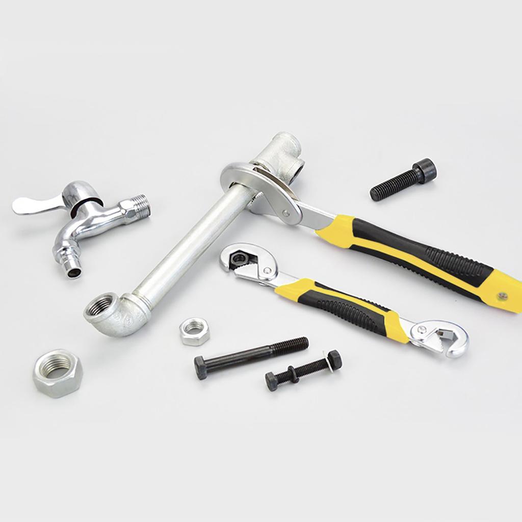 2PCS Multifunction Adjustable Universal Quick Snap'N Grip Wrench Tool Yellow