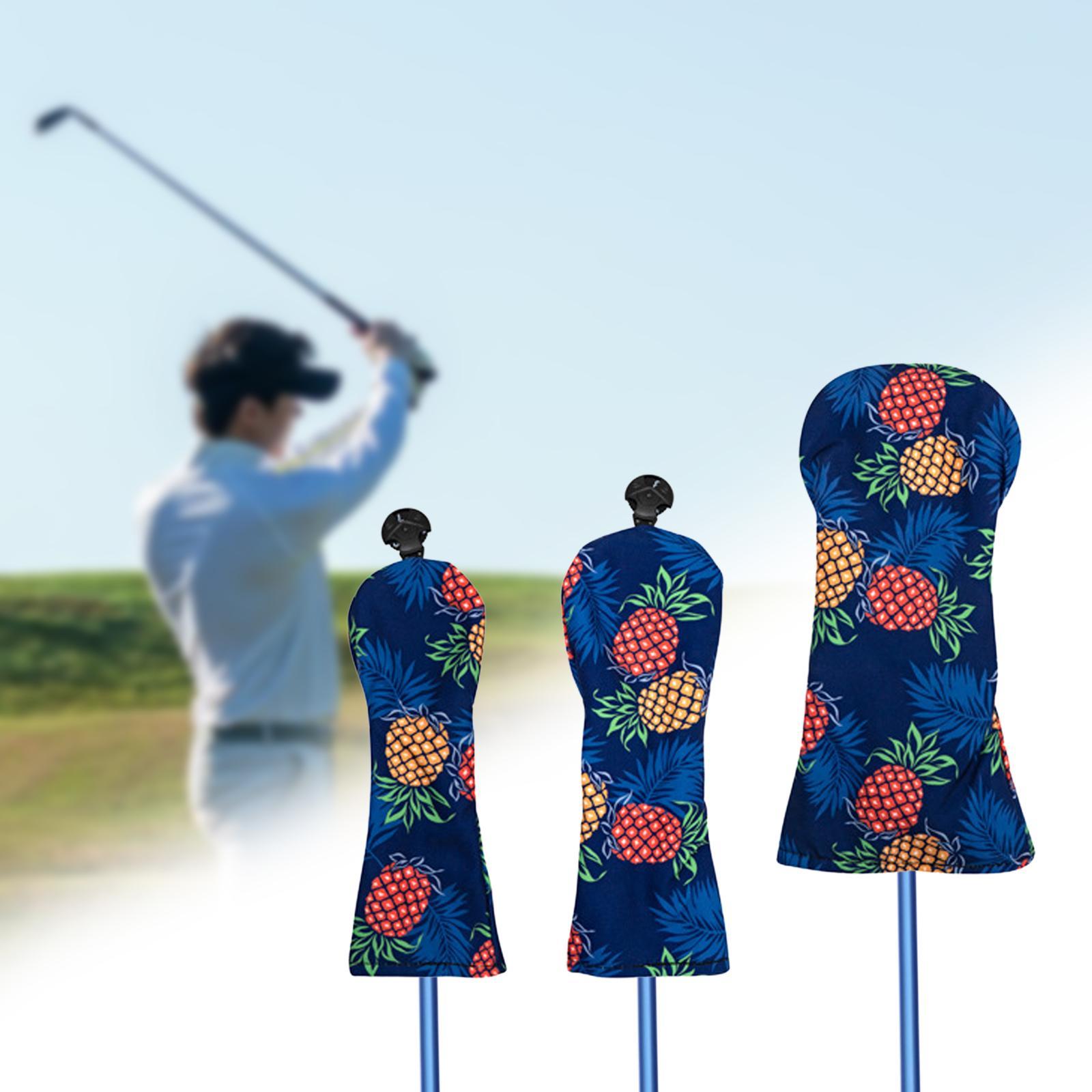 3x Golf Club Head Covers Golf Wood Covers with Tags Golf Cue Protect Case Durable Golf Wood Headcover Golf Fairway Wood Cover