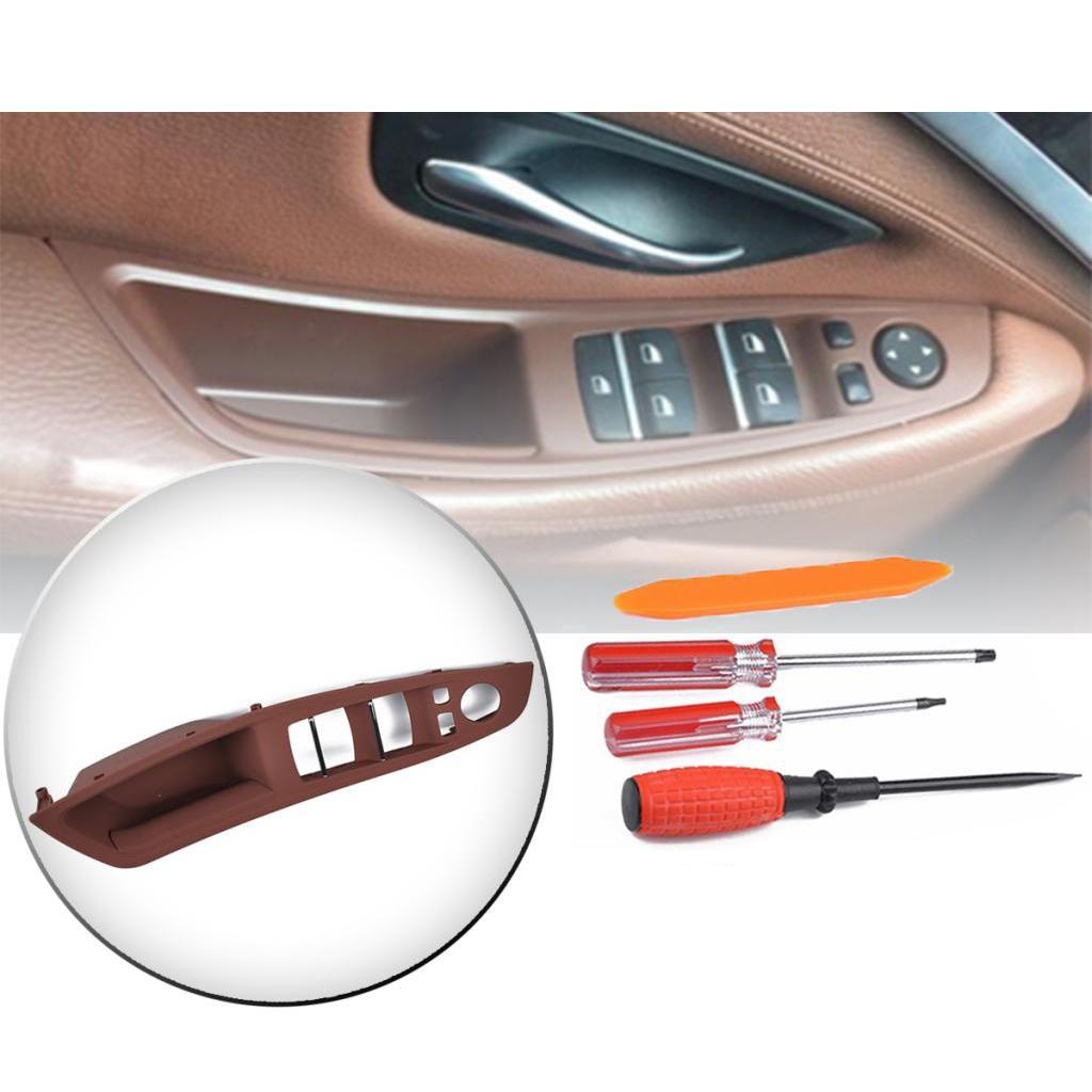 4x Car interior door handle switch button frame for 5 F10,F18,520 Brown