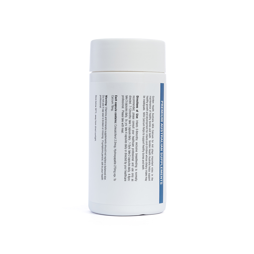 Viên uống Canxi cho bé Golden Health Kids Milk Calcium - hỗ trợ xương chắc khỏe,  phát triển chiều cao cho trẻ
