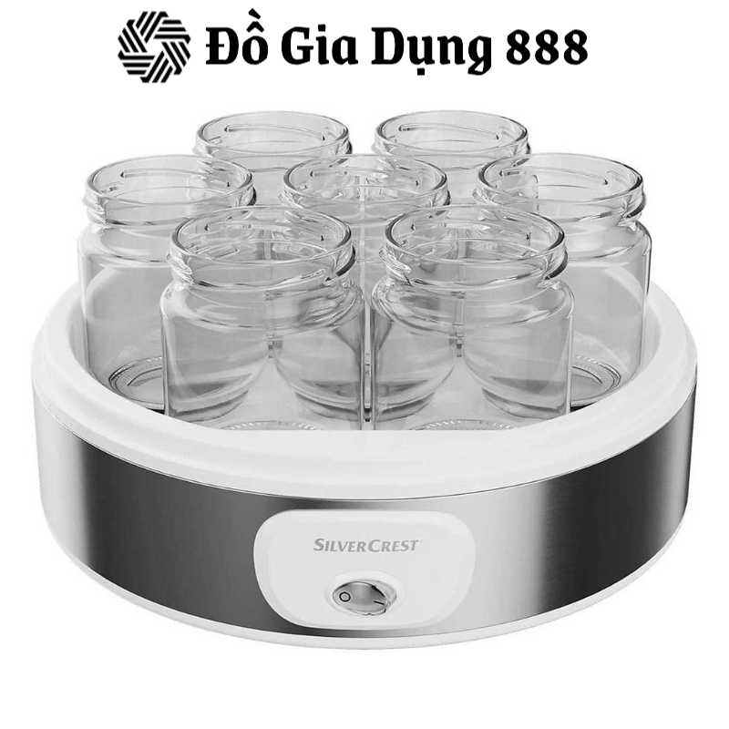Máy Làm Sữa Chua Silvercrest, Máy Ủ Sữa Chua, 7 Hũ Thủy Tinh, Nhập Đức, BH 12 Tháng