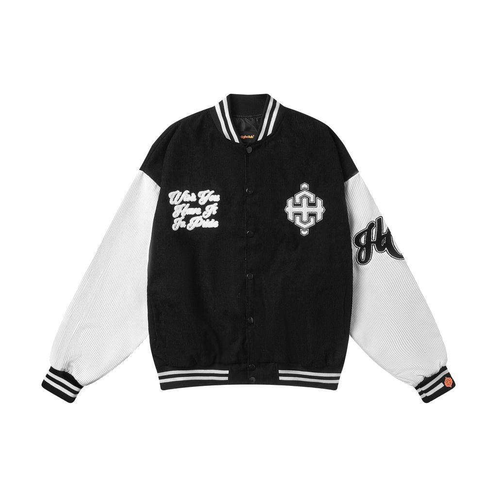 Áo Khoác BADGE Unisex Nam/Nữ Nhung Tăm Đen/Trắng - HIGHCLUB