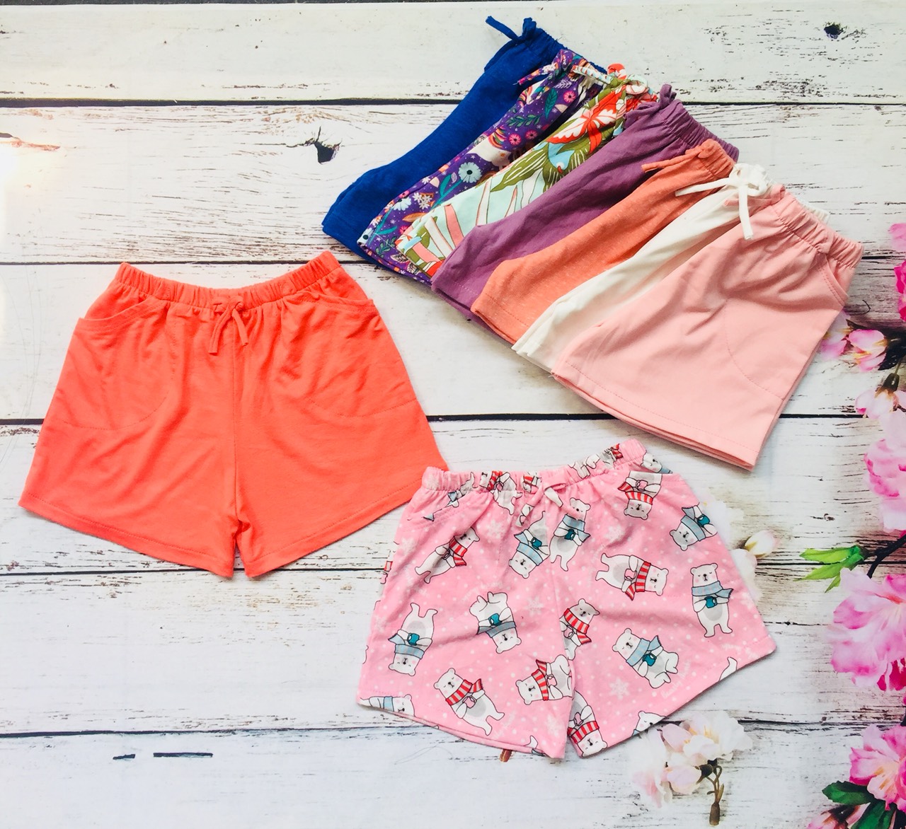Combo 10 quần thun bé gái cotton co giãn 4 chiều, quần đùi trẻ em, quần mặc nhà, mặc ngủ, cotton mềm mịn thoáng mát