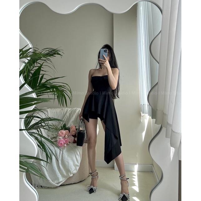 Đầm cúp ngực xoè vạt xéo có kèm quần