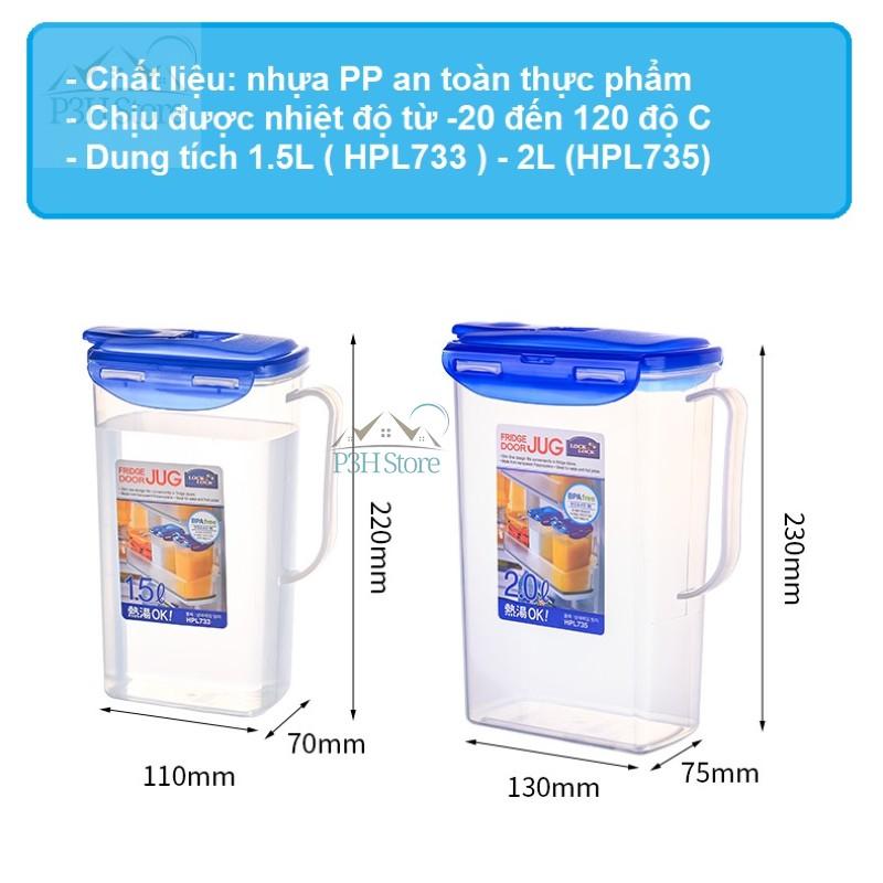 Bình nước Lock&Lock dạng rót Jug 1.5L/2L/3L HPL733 HPL735 HAP607 nhựa PP an toàn thực phẩm