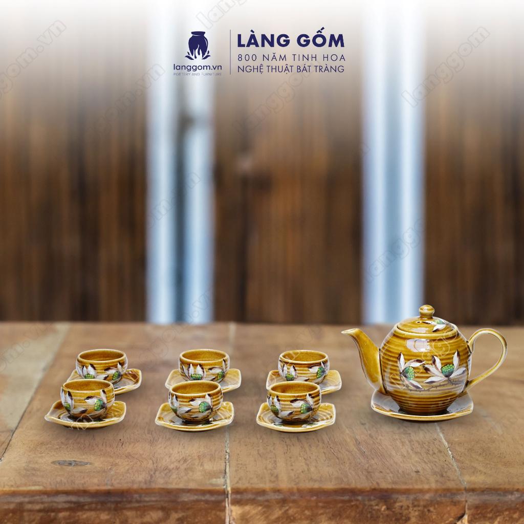 Bộ ấm chén Men hỏa biến Minh Long - Gốm sứ Bát Tràng - Làng Gốm