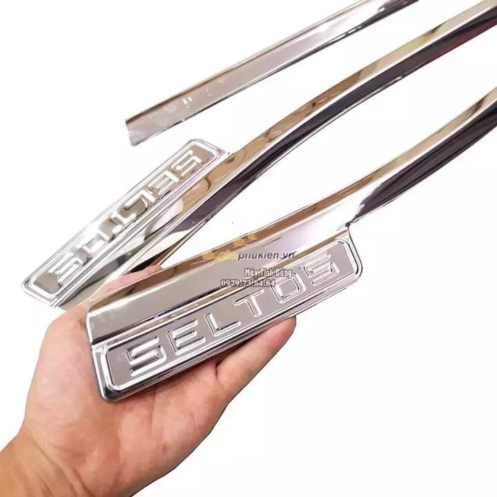 Nẹp Chân Kính Inox Xe Kia Seltos 2020 2021 -Bộ 4 chi tiết