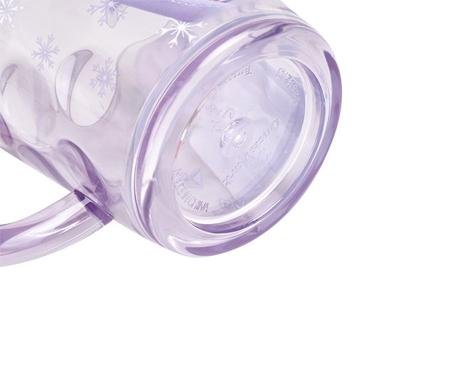 Ly quai cầm tay trong suốt hình công chúa Elsa xinh màu tím siêu cute cho bé gái 260ml - 58VNDP2493