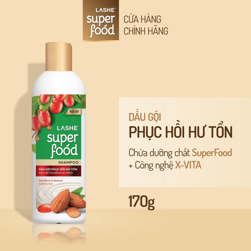 Dầu gội LASHE SUPERFOOD phục hồi hư tổn 170G