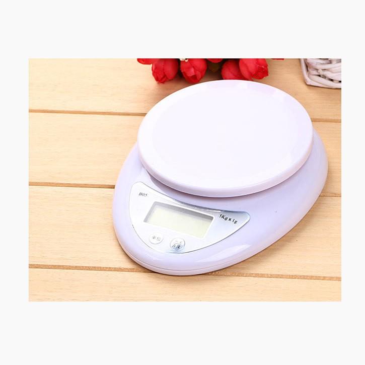 Cân Điện Tử Nhà Bếp Mini Electronic Kitchen Scale Cân Thực Phẩm 5Kg – 1G Kèm Pin ( CÂN MỎ TRÒN)