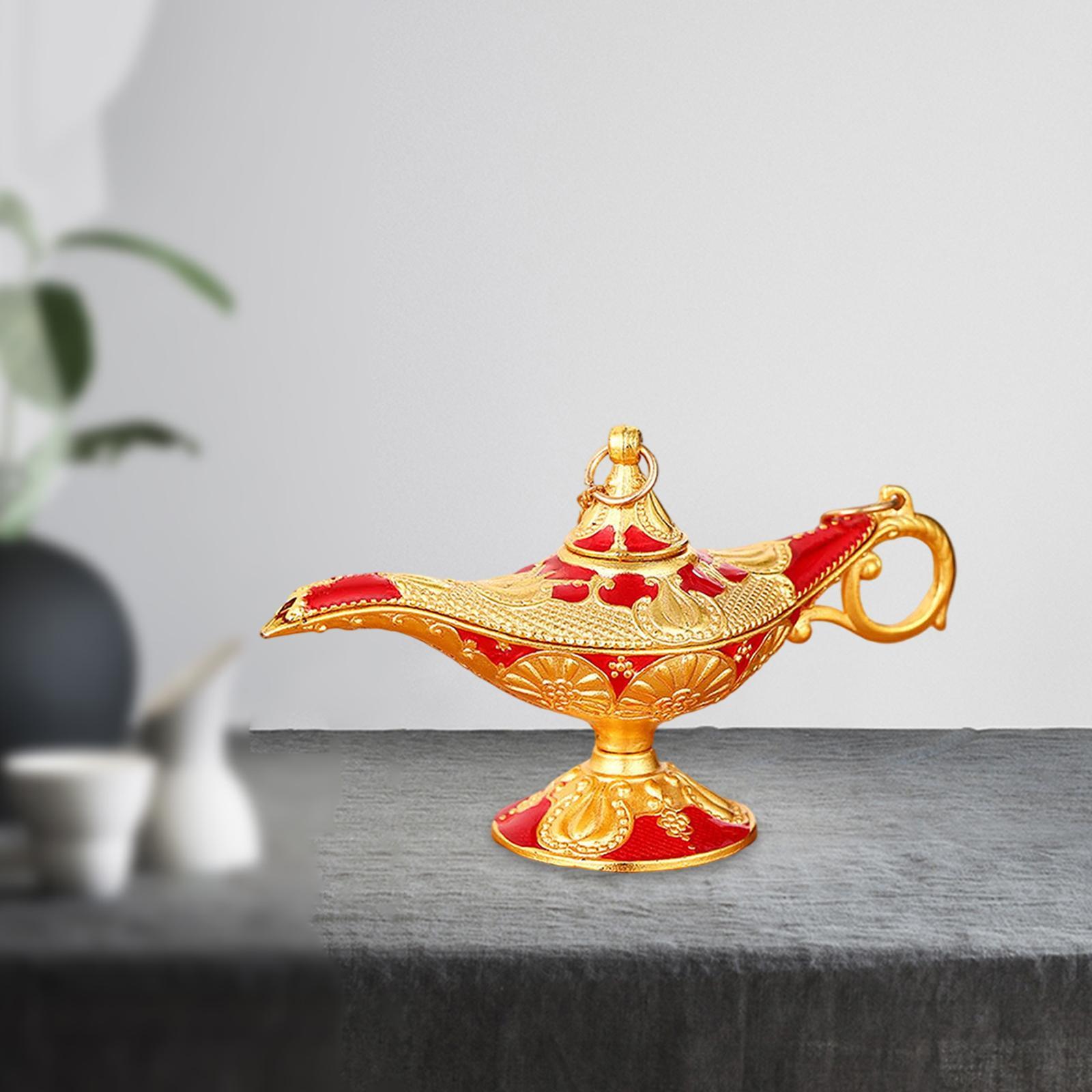 2xAladdin Lamp Genie Costume Light Art Craft Classic Luxury Ornament Decor Gold Red
