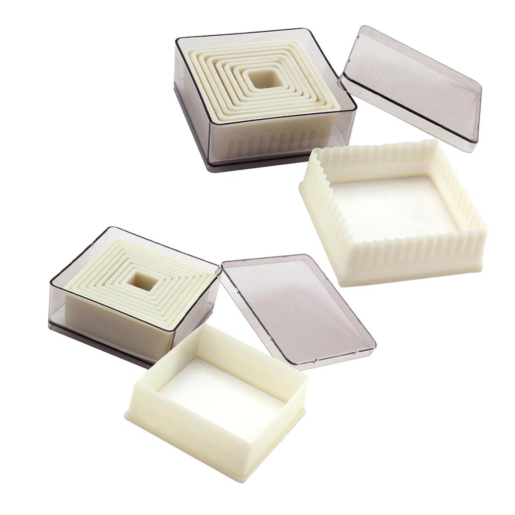 2X Square Cookie Cutter Nylon Fondant Cutter Set Biscuit Cutter Set with Case 1