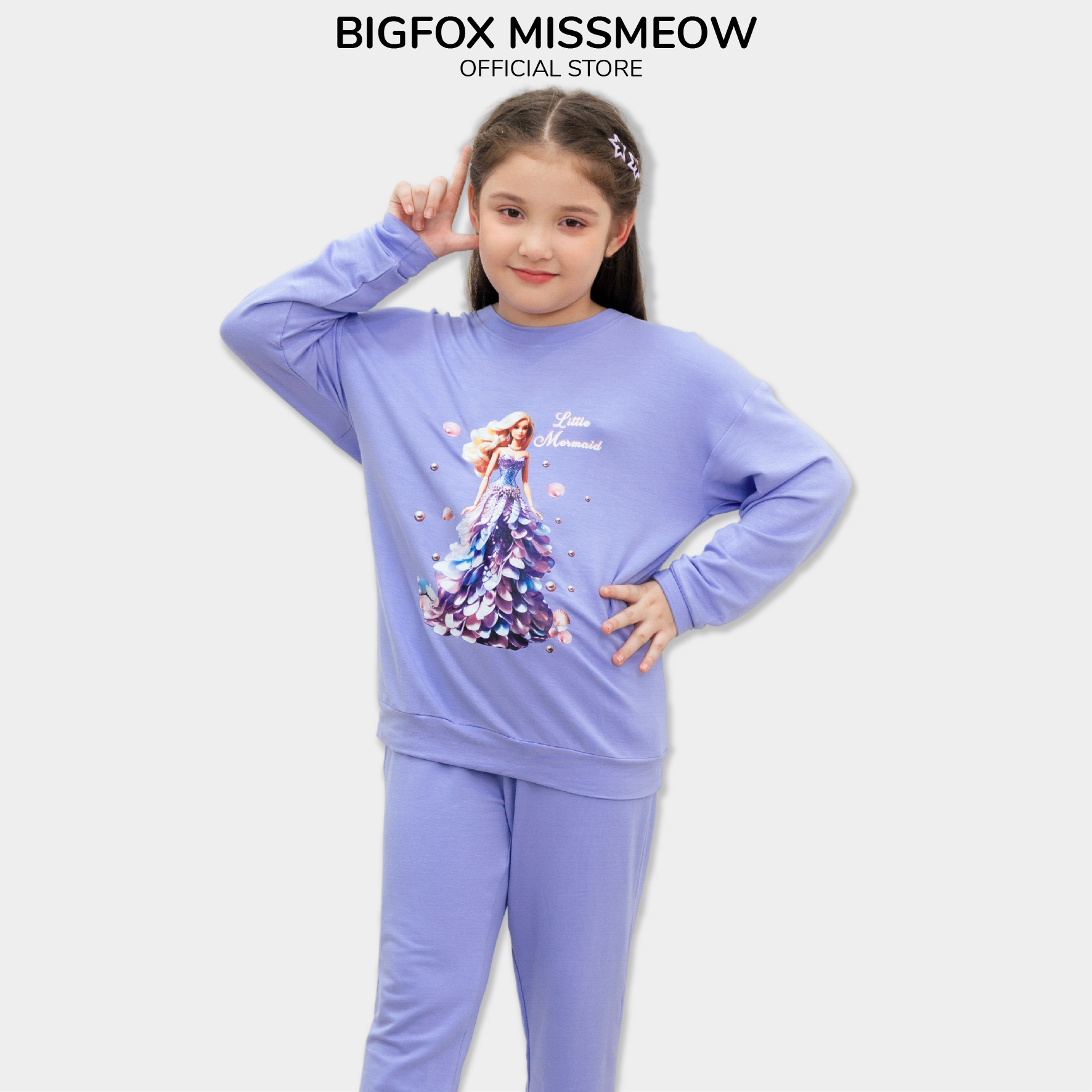 Quần áo dài tay bé gái BIGFOX MISS MEOW bộ nỉ thu đông size đại giữ ấm cho trẻ em kiểu Hàn cỡ 3,7,11 tuổi 20kg 40kg 1973