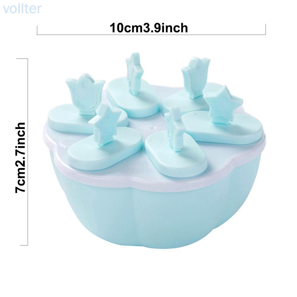 Ice Cream Mold PP Plastic Ice Dessert Maker Home Kitchen DIY Mould Summer Dessert Making Tool, Round, 6 Grid, Blue
