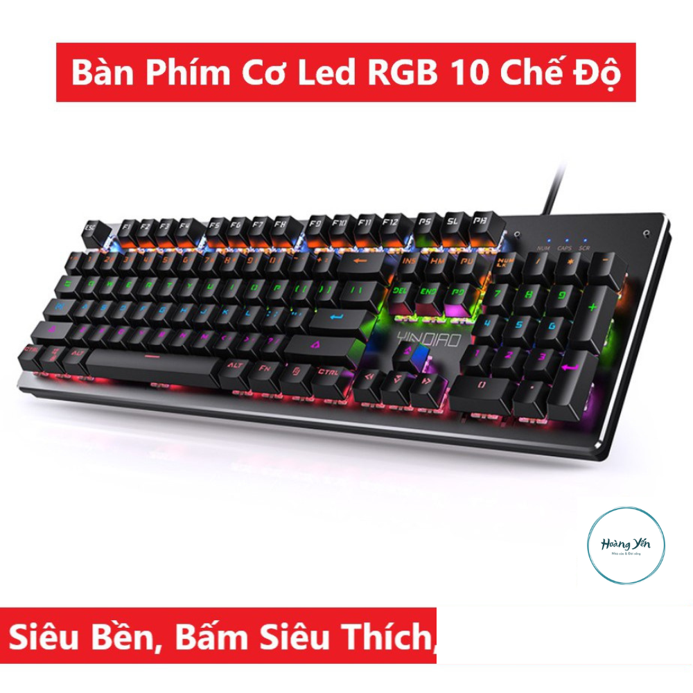 COMBO Bàn Phím Cơ H650 Và Chuột Gaming V6 Led Đổi Màu Siêu Đẹp, Keyboard Led 10 Chế Độ Blue Switch Game