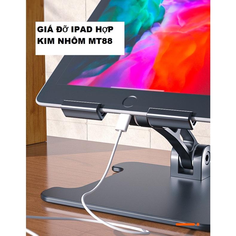 Giá đỡ điện thoại, máy tính bảng, iPad, galaxy tablet MT88 cao cấp, xoay 180 độ, hợp kim nhôm, điều chỉnh độ cao