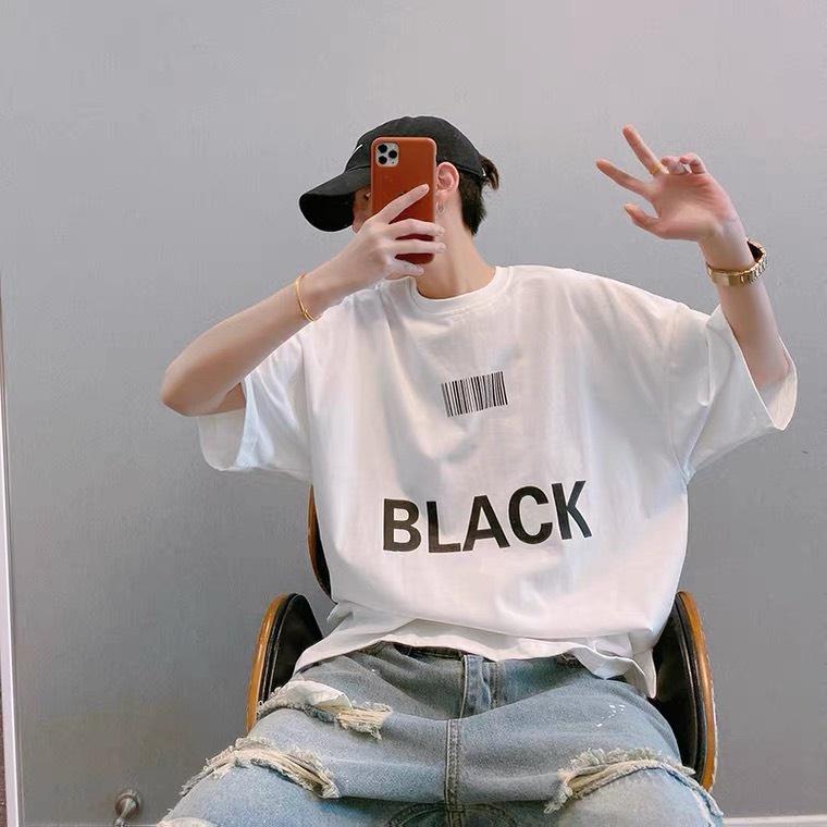 Áo Phông Đôi Nam Nữ In Chữ Black White Đơn Gỉan dễ phối đồ