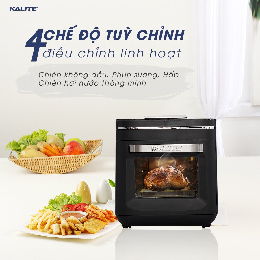 Nồi chiên không dầu hơi nước Kalite Steam X, công suất 1700W, dung tích 15L, bảng điều khiển điện tử, công nghệ chiên mới bằng hơi nước siêu nhiệt kết hợp Rapid Air, hàng chính hãng