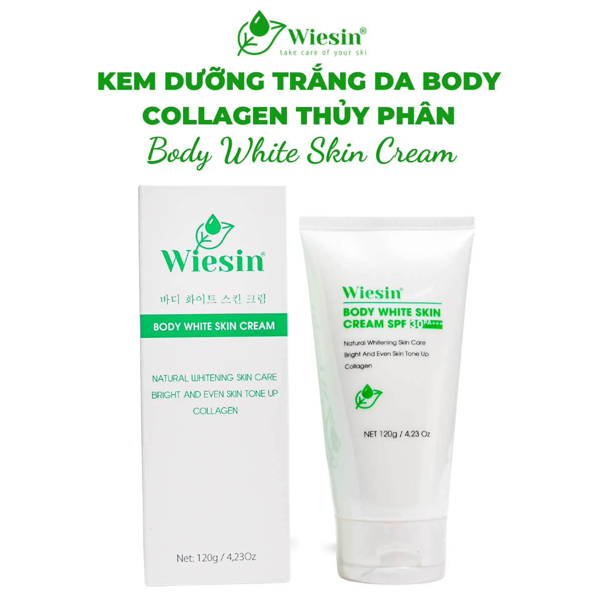 Kem body trắng da toàn thân có chống nắng Wiesin Body White Skin Cream 120g - WS06