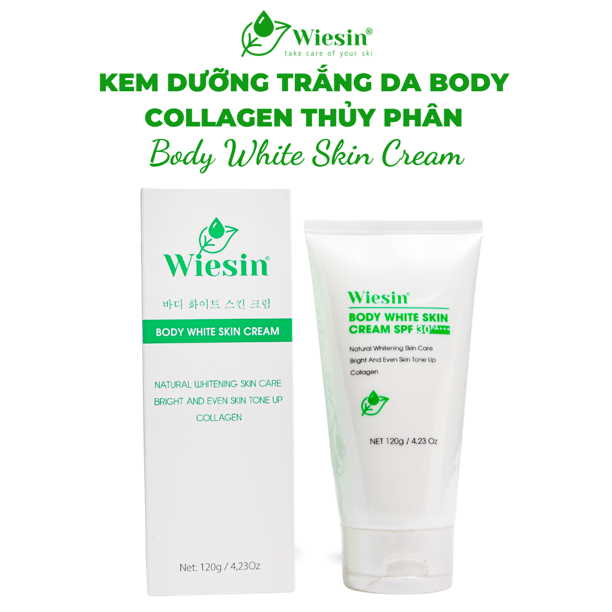 Kem body trắng da toàn thân có chống nắng (Tone Up) Wiesin Body White Skin Cream 120g - WS06