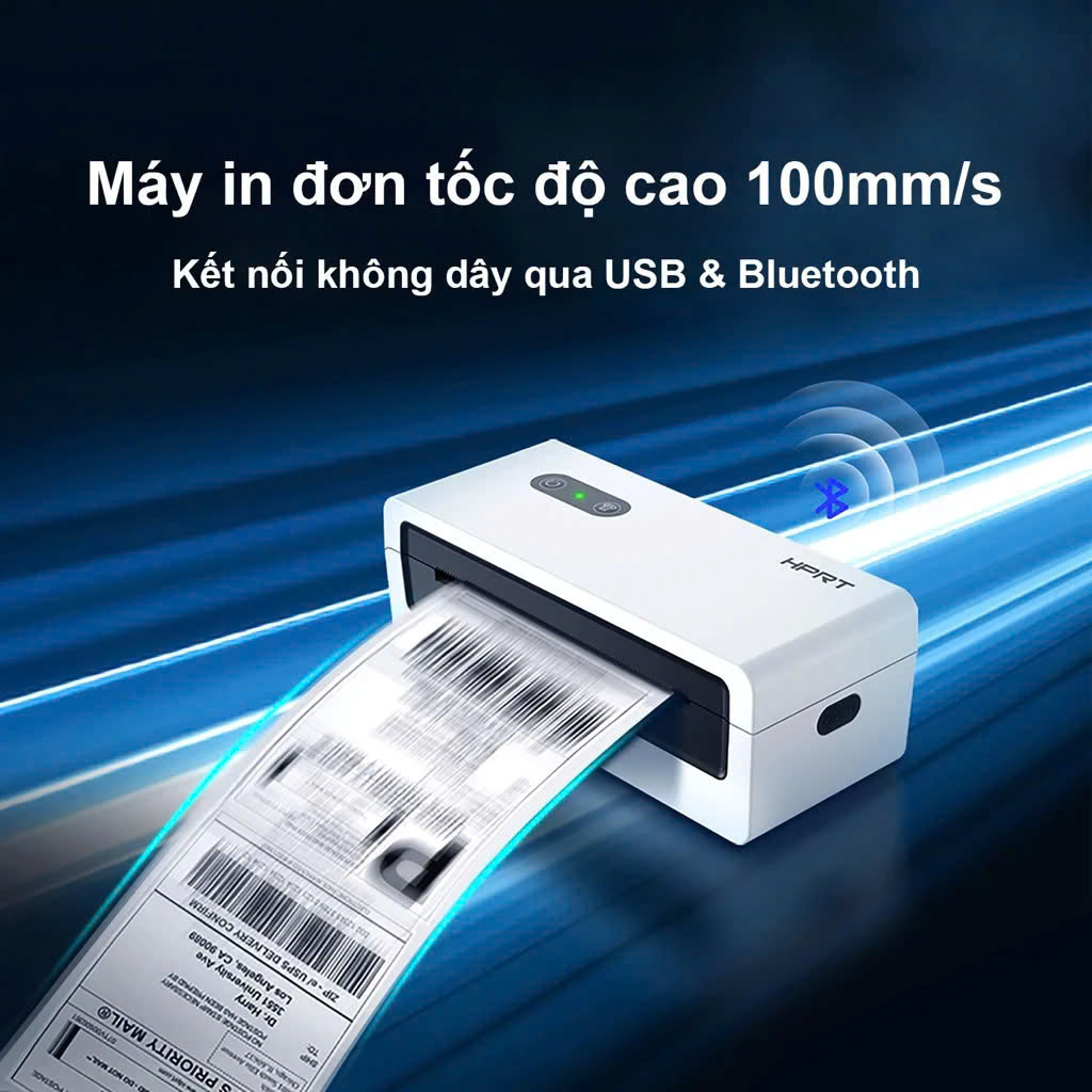 Máy In Đơn Hàng HPRT N43BT Tốc độ cao Tặng khay đựng giấy - Hàng chính hãng