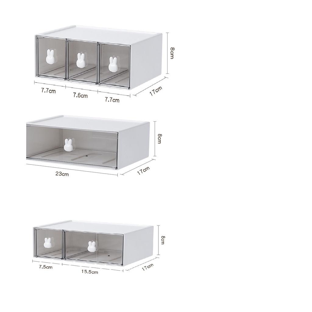 Kệ mỹ phẩm Đa tầng Mini - để bàn trong suốt đa năng có thể xếp chồng lên nhau thành tủ mini, kệ đựng bút có ngăn kéo