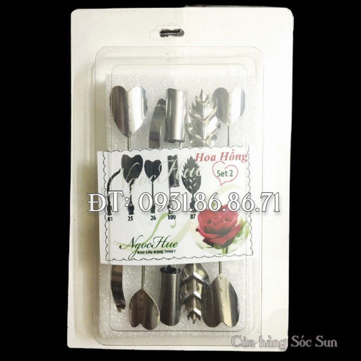 Bộ 10 dụng cụ làm thạch rau câu 3D – Set 2 – Bộ làm hoa hồng - Tặng kèm kim nhụy – Mã số 1150