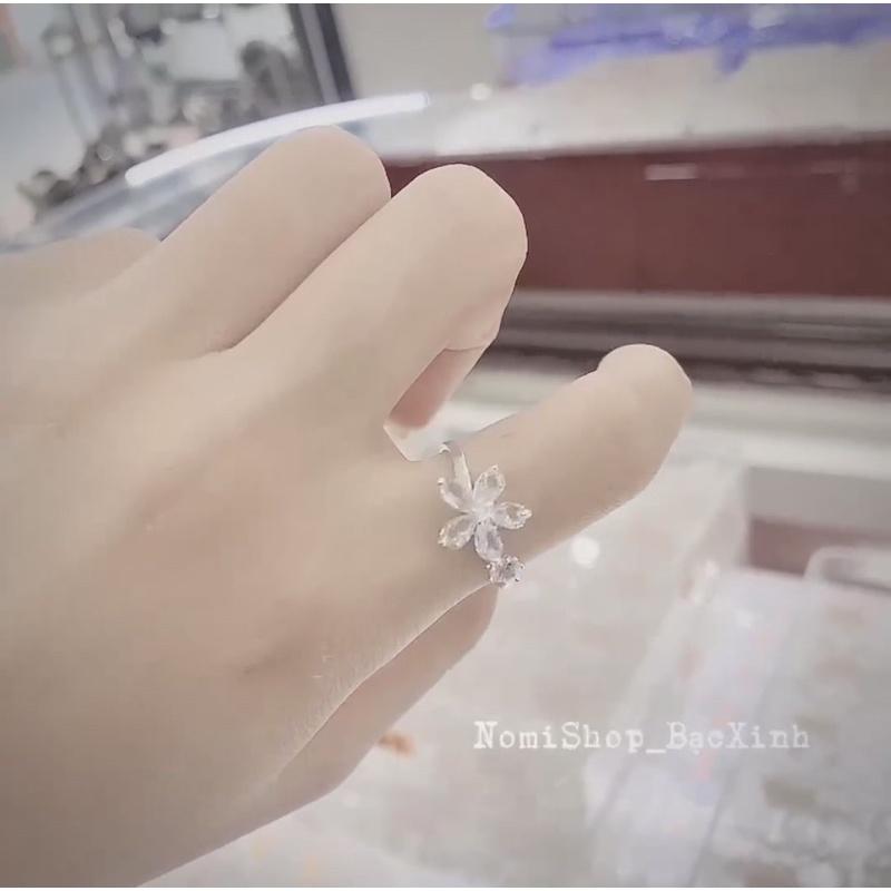 Nhẫn Bạc Hoa đá cho nữ. Hoa 5 cánh Freesize nhẹ nhàng lấp lánh Xinh đẹp cuốn hút - Nomi Shop Bạc Xinh