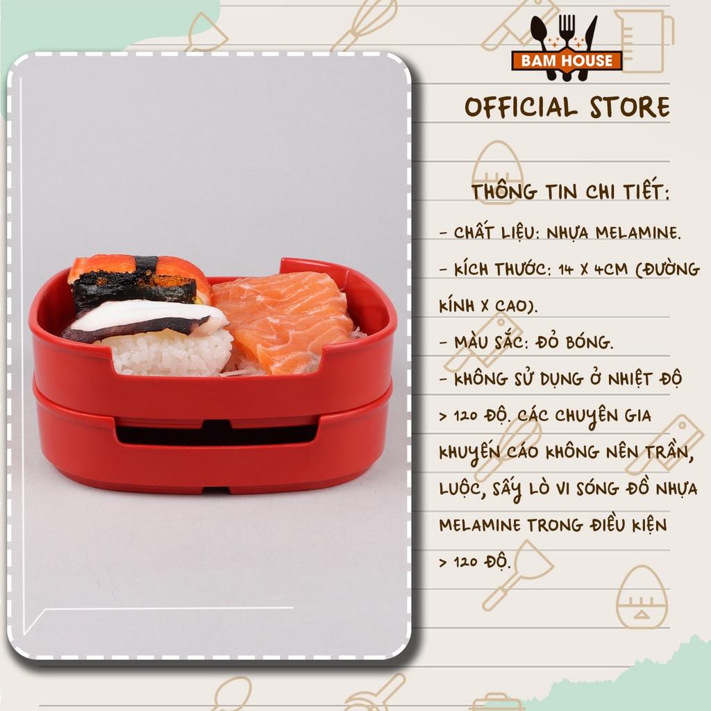 Khay nhựa sushi Bam House hình vuông chất liệu Melamine 14x14x3cm cao cấp KSV01 - Khay sushi