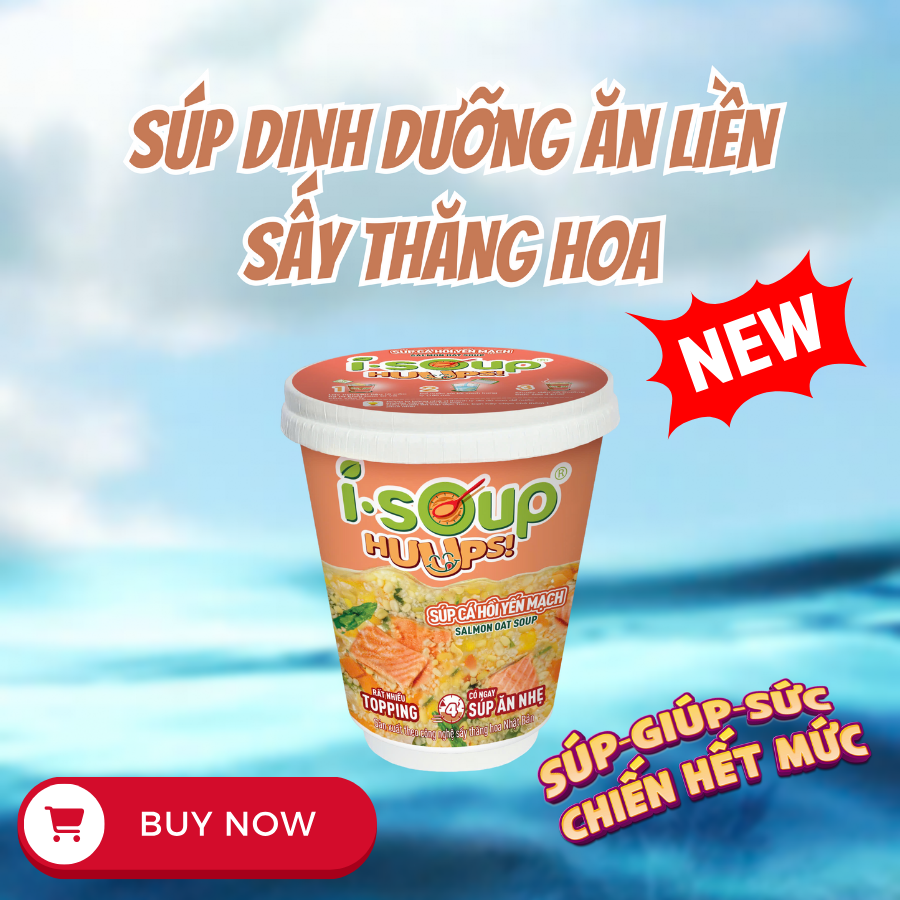 Súp Cá Hồi Yến Mạch Ăn Liền ISOUP HUUPS Hũ 23G - Súp Ăn Liền Sấy Thăng Hoa