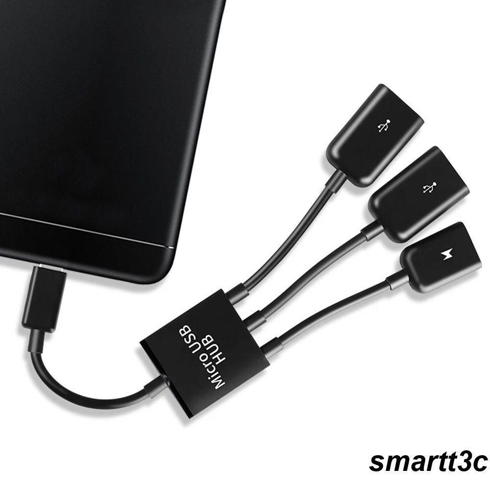 3 in1 Micro OTG Cổng USB Trò Chơi Bàn Phím Chuột Bộ Chuyển Đổi Cáp Cho Máy Tính Bảng Android Đen
