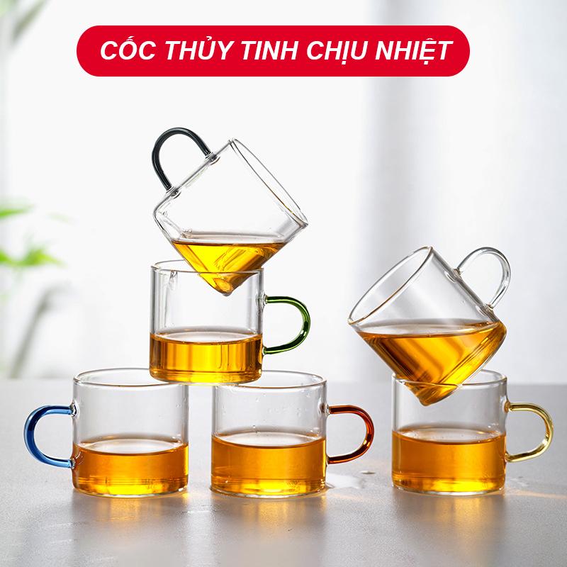 Cốc thủy tinh chịu nhiệt, ly trà thủy tinh, chén trà thủy tinh