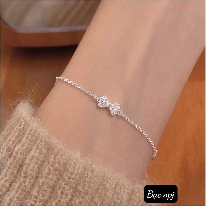 Lắc tay nơ nhỏ xinh , Vòng tay nữ Bạc Ta - Bạc npj