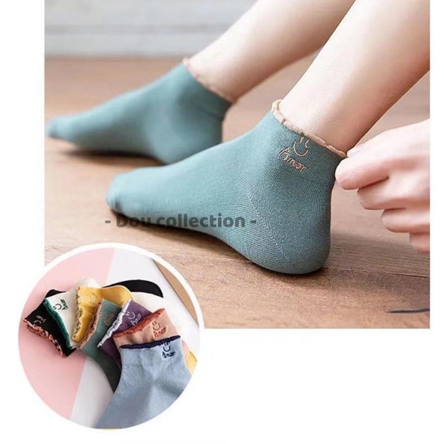 Tất Vớ Nữ Cổ Ngắn Unisex Cotton Họa Tiết SMILE Phong Cách Hàn Quốc Dễ Thương - Mã TV014