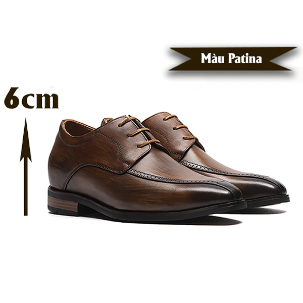 GIÀY TĂNG CHIỀU CAO NAM T200 NÂU BÒ CAO 6CM
