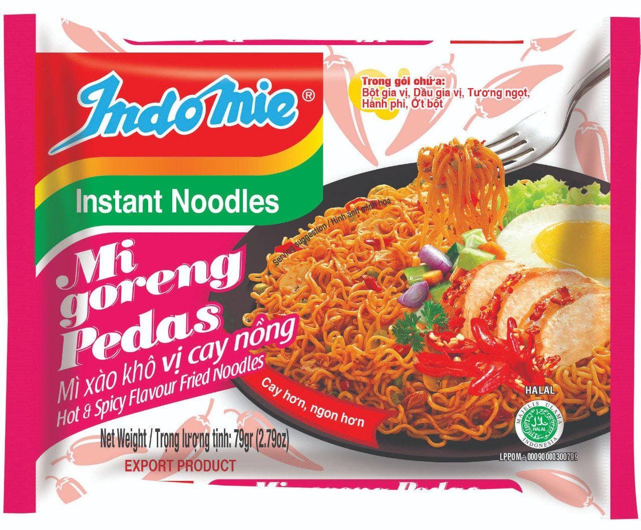 Mì Goreng Pedas Vị Cay Nồng Indomie (79G X 40 Gói/Thùng)