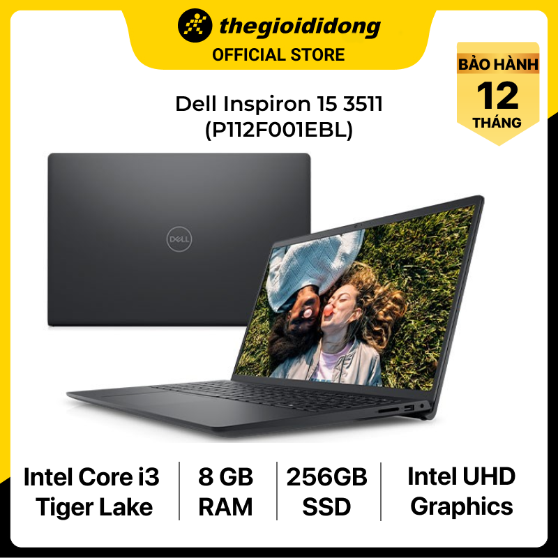 Laptop Dell Inspiron 15 3511 i3 1115G4/8GB/256GB/15.6&quot;F/OfficeHS/Win11/(P112F001EBL)/Đen - Hàng chính hãng