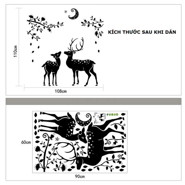 Decal Dán Tường 3D Trang Trí Nhà Cửa Tranh Đàn Hươu DKN079