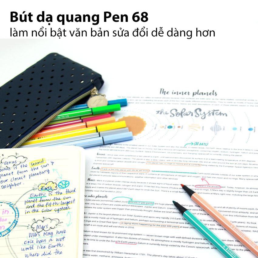 Bộ 3 Bút lông STABILO Pen 68 1.0mm vàng chanh+ xanh lá nhạt + màu da (PN68-C3PA)